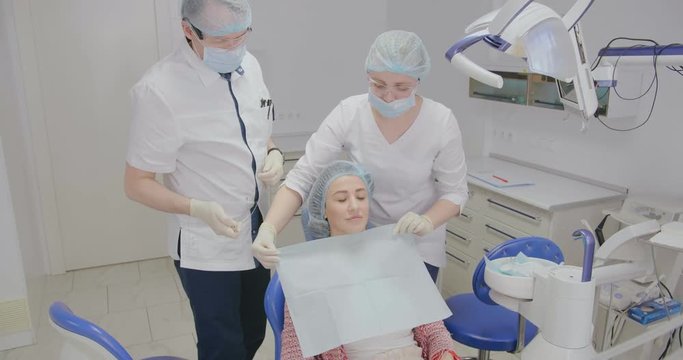 young attractive woman came to dentist office