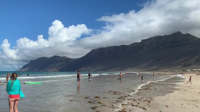 Amazing beauty beach at Lanzarote Island. Famara beach