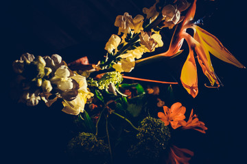 The colorful flowers.