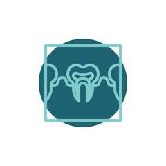 Dental xray flat icon. Round colorful button, Teeth X-ray circular vector sign. Flat style design