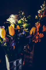 The colorful flowers.