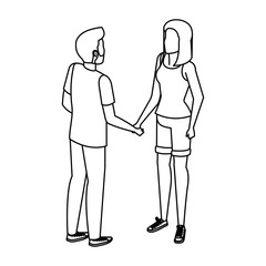 young couple talking avatars characters