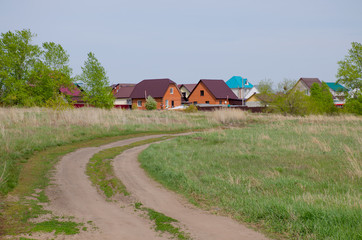 landscape the village in the spring to Siberia Russia