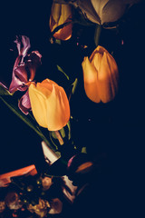 The colorful flowers.