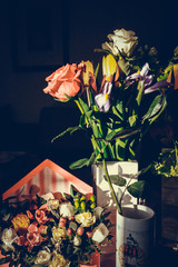 The colorful flowers.