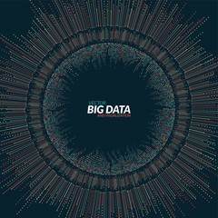 Vector abstract round big data visualization. Futuristic infographics design. Visual information complexity. Intricate data threads graphic