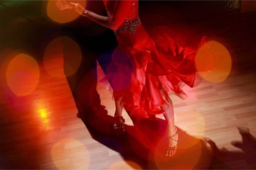Man and a woman dancing Salsa on background - obrazy, fototapety, plakaty