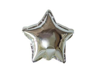 Single silver foil star balloon object for birthday party.