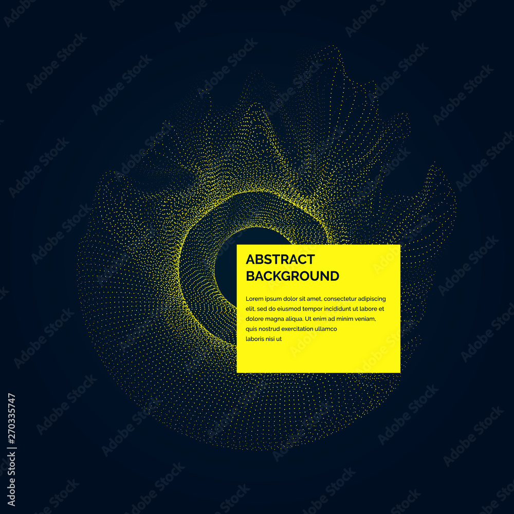 Poster vector abstract background with a colored dotted dynamic waves, line and particles.