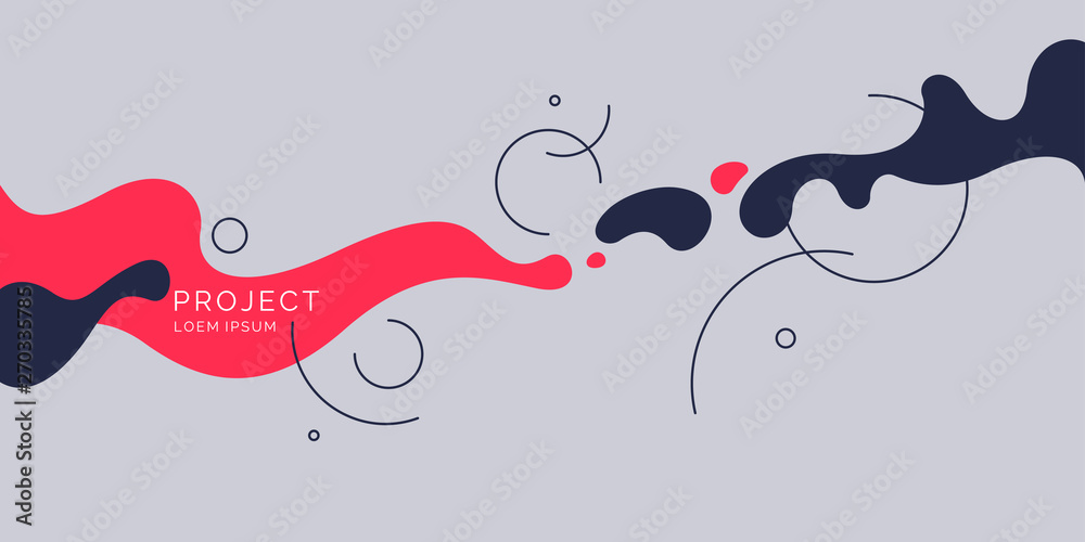 Wall mural trendy abstract background. composition of amorphous forms and lines.