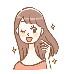 ヘアケア　女性　笑顔