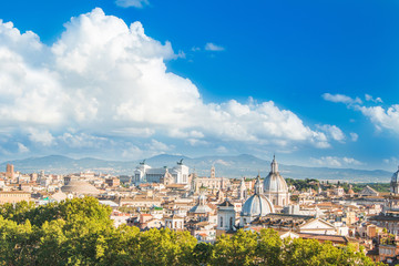 Panoramic view of Rome from Castel Sant'Angelo, Italy