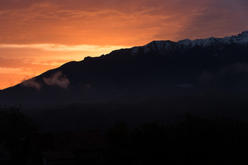 Beautiful sunset over the mountains