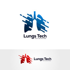 human lungs logo designs template, lungs technology logo design vector, respiratory system logo designs