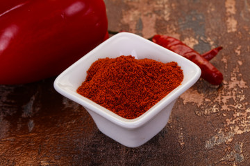 Paprika powder in the bowl
