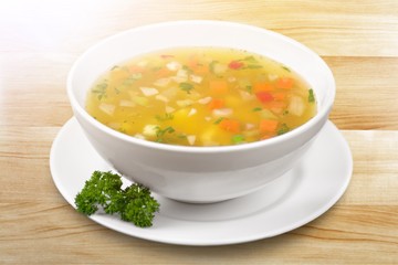 Vegetable soup isolated on background