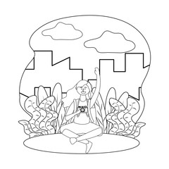 Tourist girl cartoon with bag design