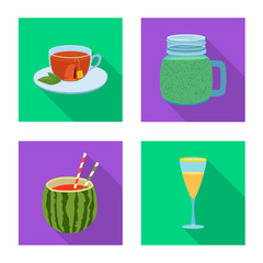Vector design of drink and bar sign. Set of drink and party stock vector illustration.