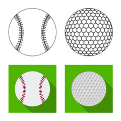 Vector design of sport and ball symbol. Set of sport and athletic vector icon for stock.