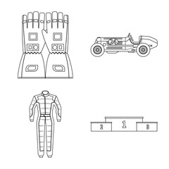 Isolated object of car and rally icon. Set of car and race stock vector illustration.