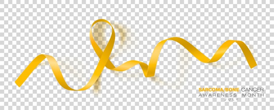 Sarcoma and Bone Cancer Awareness Week. Yellow Color Ribbon Isolated On Transparent Background. Vector Design Template For Poster.