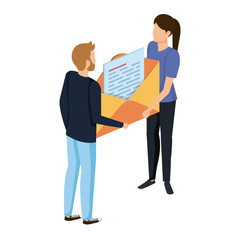 Obraz premium young couple lifting envelope mail send