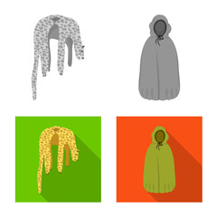 Vector illustration of material and clothing sign. Collection of material and garment vector icon for stock.