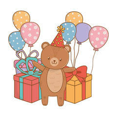 Animal cartoon with Happy Birthday icon design