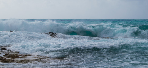 Mediterranean Sea during a storm in Cyprus