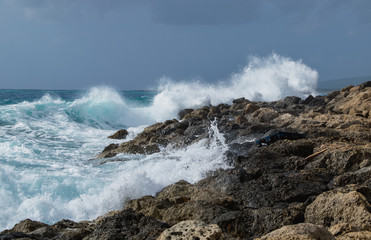 Mediterranean Sea during a storm in Cyprus