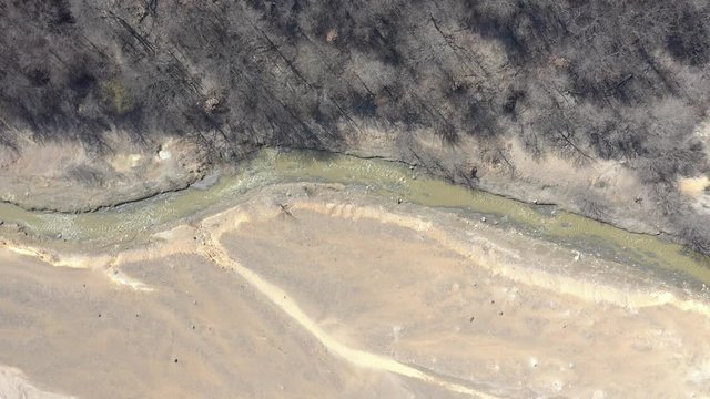 Pyrite from mining drainage from above 4K drone video