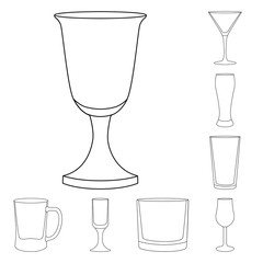 Isolated object of dishes and container icon. Set of dishes and glassware stock vector illustration.