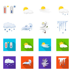 Vector illustration of weather and climate logo. Collection of weather and cloud stock symbol for web.