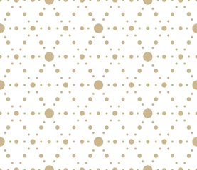 Gardinen Nahtloses Muster des modernen einfachen geometrischen Vektors mit Goldblumen, Linienbeschaffenheit auf weißem Hintergrund Auch im corel abgehobenen Betrag. Helle abstrakte Blumentapete, helle Fliesenverzierung © nadiinko