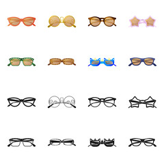 Isolated object of glasses and sunglasses logo. Collection of glasses and accessory stock vector illustration.