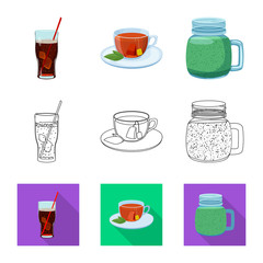 Vector design of drink and bar sign. Set of drink and party vector icon for stock.