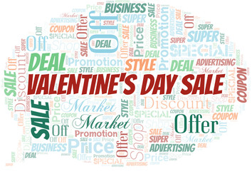 Valentine's Day Sale Word Cloud. Wordcloud Made With Text.