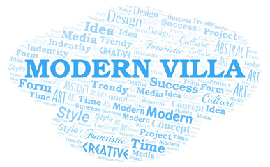 Modern Villa word cloud. Wordcloud made with text only.