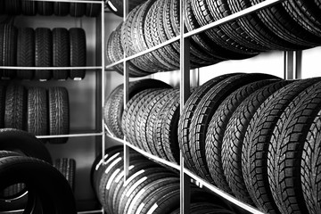 Car tires in automobile store © Pixel-Shot