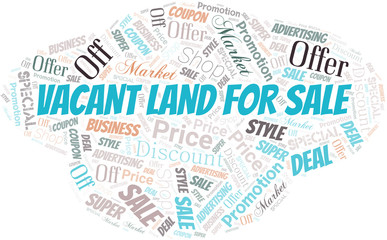 Obraz premium Vacant Land For Sale Word Cloud. Wordcloud Made With Text.