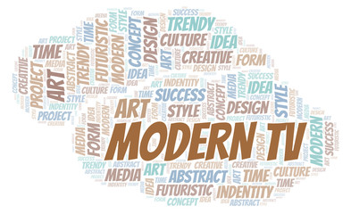 Fototapeta premium Modern Tv word cloud. Wordcloud made with text only.
