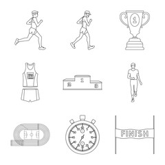 Isolated object of exercise and sprinter  icon. Set of exercise and marathon stock symbol for web.