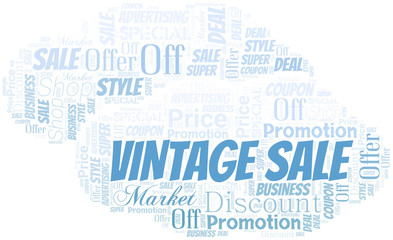 Obraz premium Vintage Sale Word Cloud. Wordcloud Made With Text.
