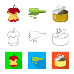 Vector illustration of dump  and sort icon. Collection of dump  and junk vector icon for stock.