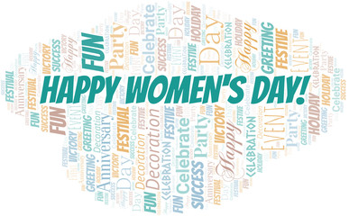 Fototapeta premium Happy Women's Day! Word Cloud. Wordcloud Made With Text.