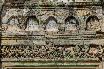 Ornament Detail of Preah Khan Temple is The One of Ancient Temple In Angkor Thom Area at Siem Reap...