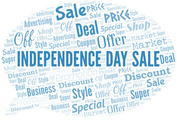 Independence Day Sale Word Cloud. Wordcloud Made With Text.