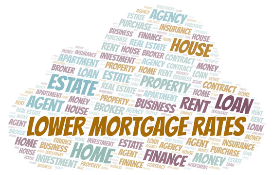 Lower Mortgage Rates Word Cloud. Wordcloud Made With Text Only.