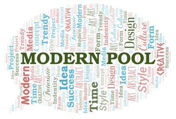 Modern Pool word cloud. Wordcloud made with text only.