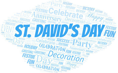 Obraz premium St. David's Day Word Cloud. Wordcloud Made With Text.